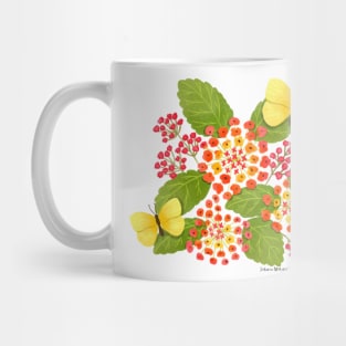 Lantana Flowers and Yellow Butterflies Mug